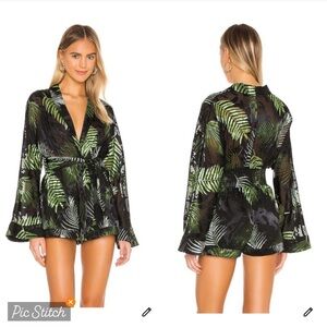 Camila Coelho Amelia Romper in Black Palm